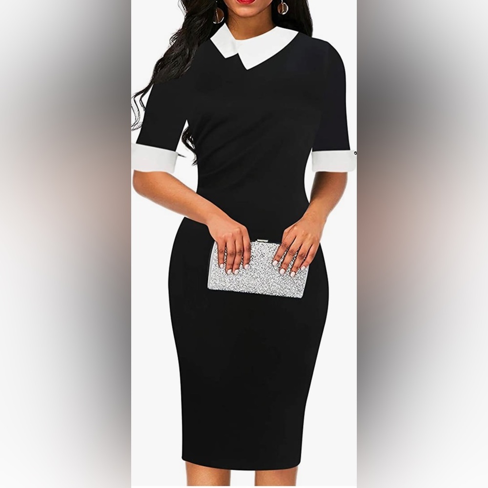 S midi dress Modest and oh so feminine. Navy A pic in photos shows it on a model